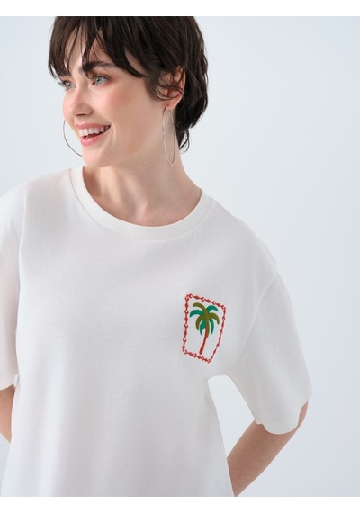 Kadın T-shirt Lf2040246 Ecru Ekru