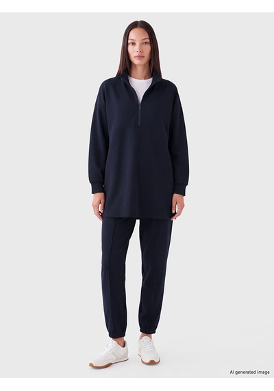 LC Waikiki Lc Waıkıkı Lacivert Oversize Soft Touch Kadın Sweatshirt Tunik
