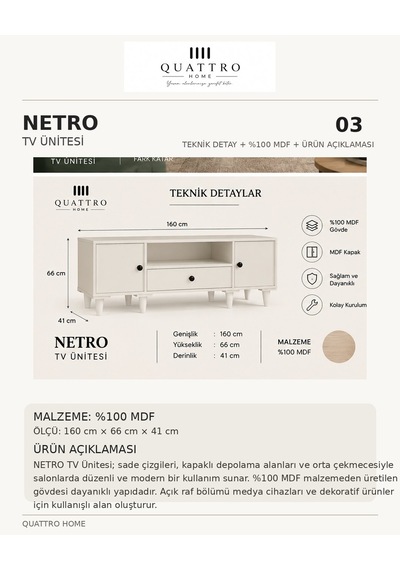 Netro Tv Ünitesin Beyaz