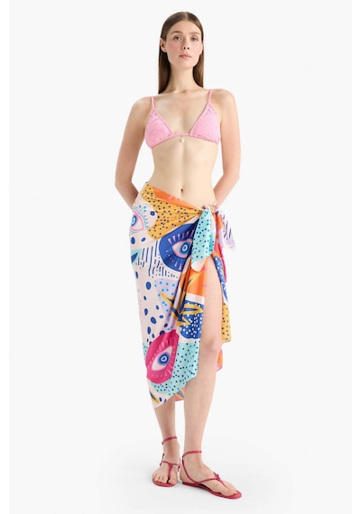 Defacto Regular Fit Desenli Saten Plaj Eteği-fall İn Love B1443ax25hspn219 Pembe