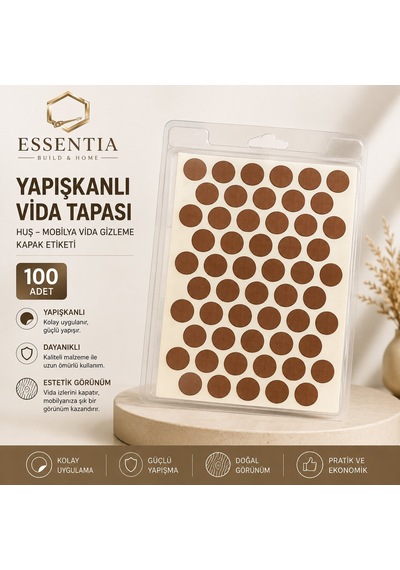Yapışkanlı Vida Tapası Huş Mobilya Vida Gizleme Kapak Etiketi 100 Adet Çoklu Renk