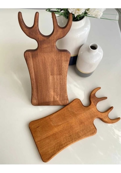 Geyik Model Kesme Sunum Tahtası Ahşap