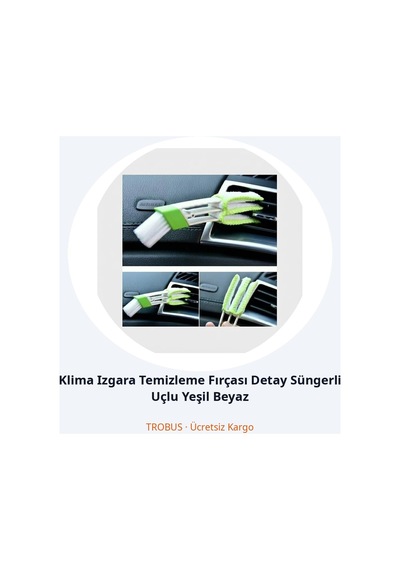 Trobus Klima Izgara Temizleme Fırçası Detay Süngerli Uçlu Yeşil Beyaz