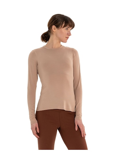 Inguz Uzun Kollu Basic Modal Yoga T-shirt Bej