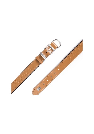 Doggie Deri Kemik Desenli Boyun Tasması M 3x42-50 CM Camel Kahverengi