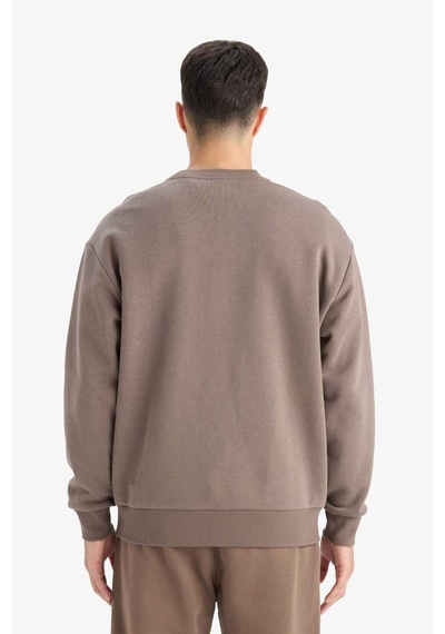 Defacto Relax Fit Bisiklet Yaka Kalın İçi Yumuşak Tüylü Basic Düz Sweatshirt T5139az25aubn571 Kahve