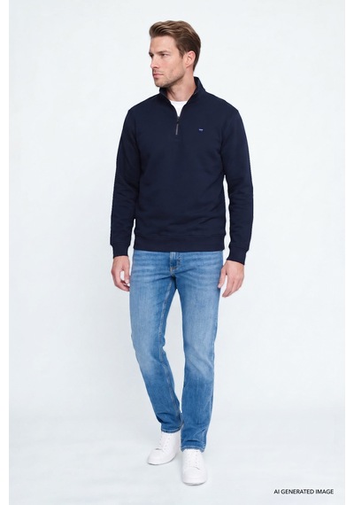 Wrangler Pamuklu Regular Fit Fermuarlı Erkek Sweatshirt W2620157410 Lacivert