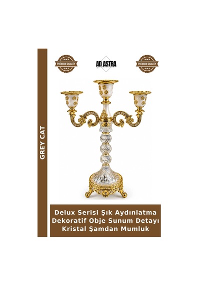 Delux Serisi Şık Aydınlatma Dekoratif Obje Sunum Detayı Kristal Şamdan Mumluk Çok Renkli