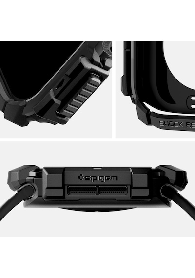 Apple Watch 46mm Seri 11/10 İle Uyumlu Kılıf Rugged Armor Matte Black - Acs08597 Çok Renkli