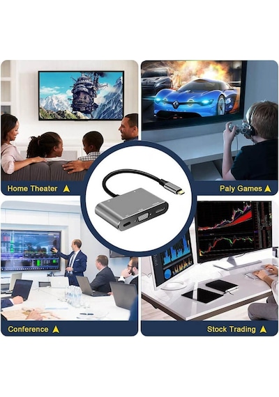 Type-C To 4K Hdmi Vga Usb 3.0 Otg Audio Ses Çevirici Kablo 5 In 1 (533635045)
