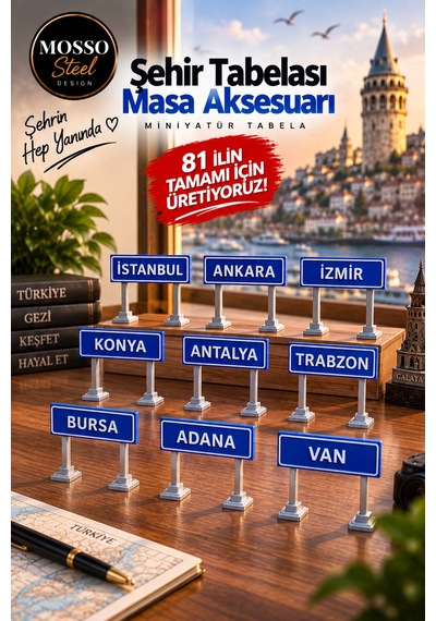 Minyatür Şehir Tabelası Dekorarif Masa Aksesuarı