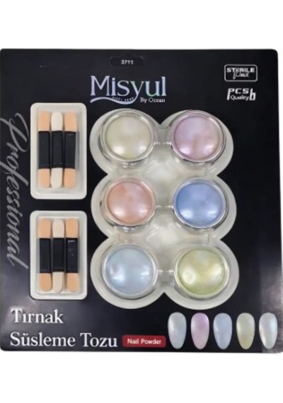 Misyul Buzlu Aurora Tozu Seti Kuzey Işıkları Efektli Kristal Nail Art Tırnak Süsleme Tozu 6'lı