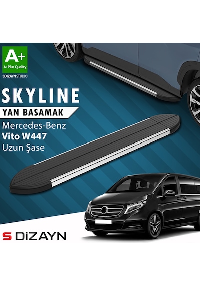 S-dizayn Mercedes Vito W447 Uzun Şase Skyline Krom Yan Basamak 253 Cm 2014 Üzeri A+ Kalite