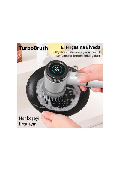 Turbobrush 5 Başlıklı Elektrikli Temizlik Fırçası- 5775 - Karbul5635-9733 Beyaz Beyaz