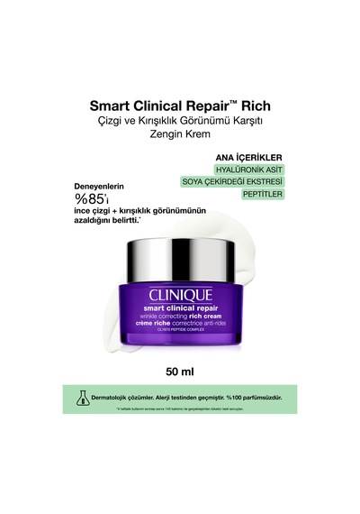 Çizgi Ve Kırışıklık Görünümü Karşıtı Zengin Smart Clinical Repair Rich Krem 50 Ml