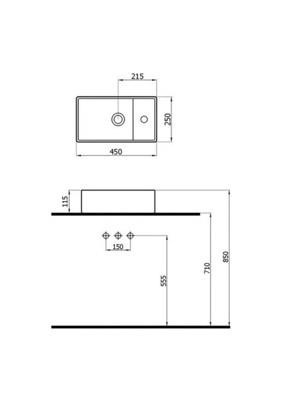 Newarc Minline Tezgah Üstü Lavabo Krom