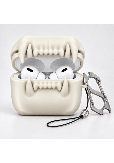 Apple Airpods 3 İle Uyumlu Vampir Dişli Karabinalı Kılıf