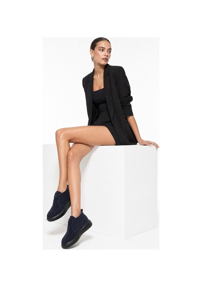 Luvi Shoes Lılya Lacivert Süet Hakiki Deri Kadın Chukka Bot