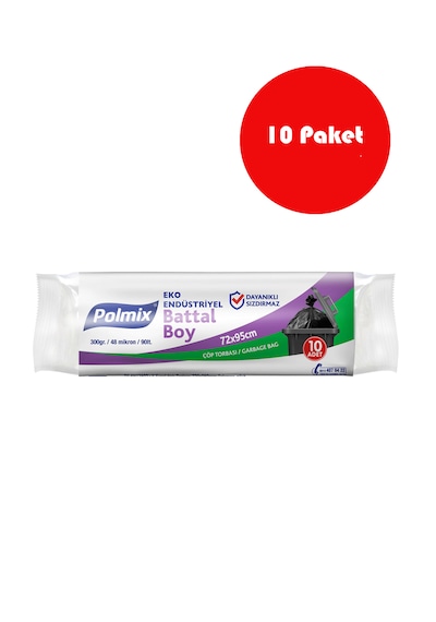 10 Adet Eko Endüstriyel Battal Boy 72 X 95 Cm Çöp Torbası - P30