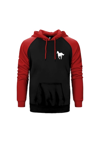 Deftones White Pony Logo Kırmızı Renk Reglan Kol Kapşonlu Sweatshirt Kırmızı