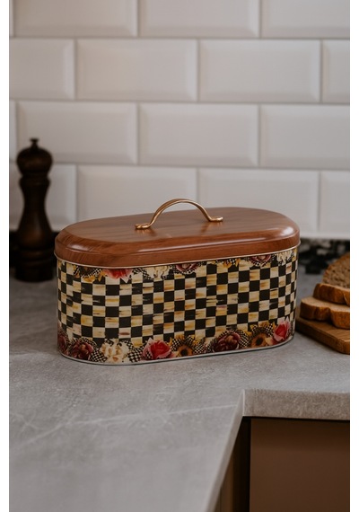 Makri Home Ekmeklik, Metal Ekmeklik, Ekmek Sepeti, Çiçek Desenli Ekmeklik, Yerli Üretim 34 Cm X 19 Cm X 16 Cm Çok Renkli