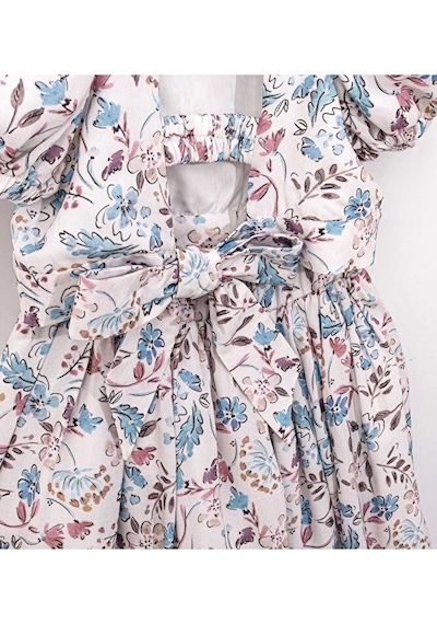 Ministok Alice Çiçek Desenli Kız Çocuk Crop Blüz Etek Takım Mavi