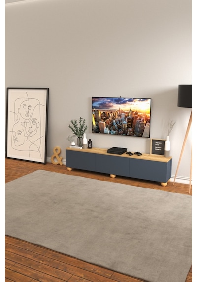 B3 Concept Nort Serisi Antrasit Safir Meşe 3 Kapaklı Tv Ünitesi