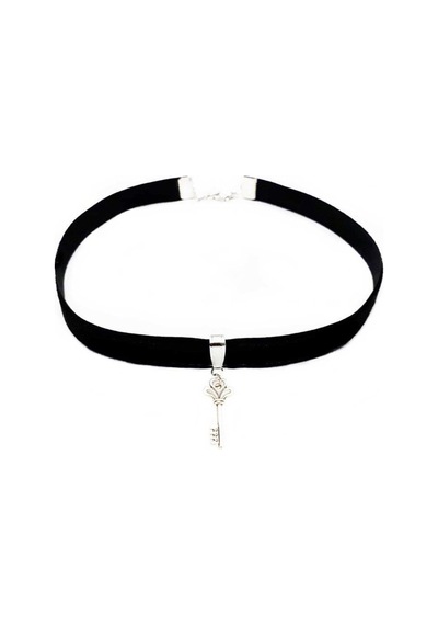 Siyah Renk Kadife Kadın Anahtar Choker Kolye Renkli 82411091