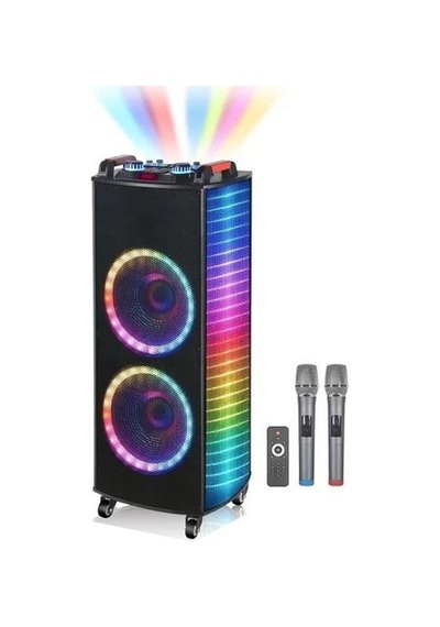 Ndr1212s Karaoke Bluetooth Hoparlör 2 Adet Mikrofon Ve Ekolayzer'li 2x12" Hoparlör 400-330-1090mm