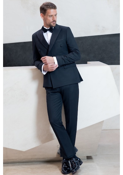 Morven Erkek Siyah Kruvaze Sivri Çıkma Yaka Slim Fit Damatlık 25mc055001001 Siyah