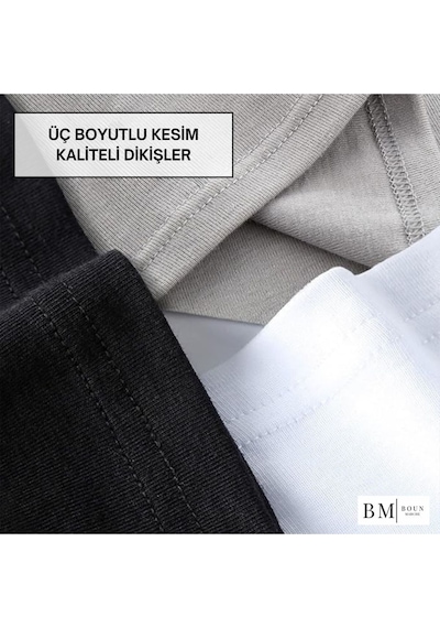 Boun Marche Erkek Atlet Premium 6'lı Kutu Penye Süprem %100 Pamuk 347 B Siyah
