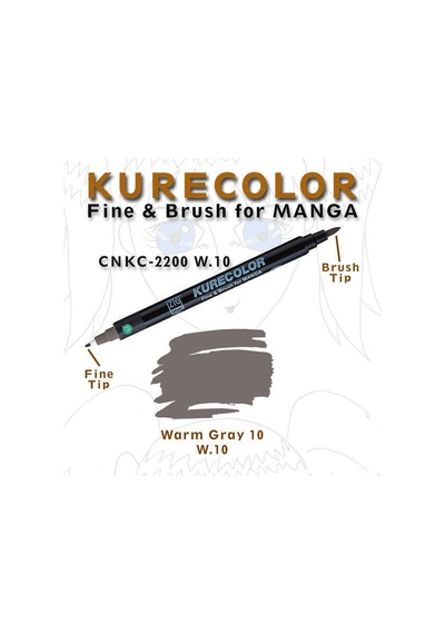 Zig Kurecolor Fine & Brush For Manga Çizim Kalemi W.10 Warm Gray