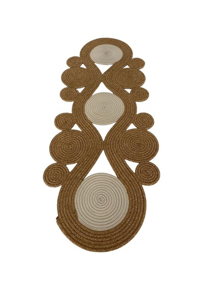Jüt, Hasır,sarmal Model, Dekoratif Masa Örtüsü, Runner 40x110 Cm, Sehpa Örtüsü, Bohem Tarzı Hasır Krem Hasır Krem