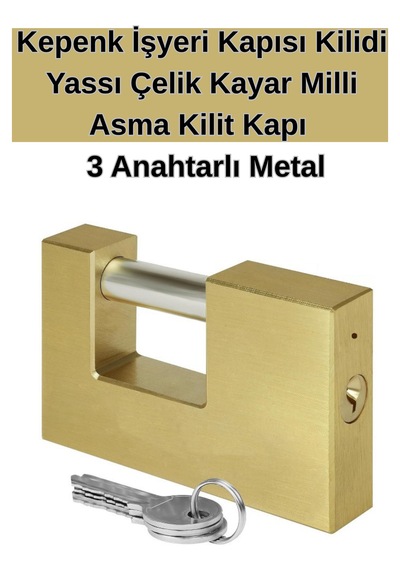 Yüksek Güvenlikli Kayar Milli Asma Kilit -79 Mm Kepenk İşyeri Kapısı İ Yassı Çelik Kayar Milli Kapı