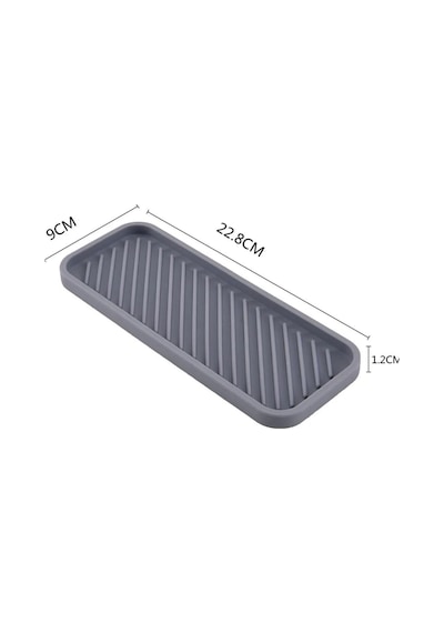 Gri Renk Silikon Yağdanlık Yağlık Sirkelik Altlığı Organizer Sunumluk Sabunluk Altlığı 23x10 Cm Diğer