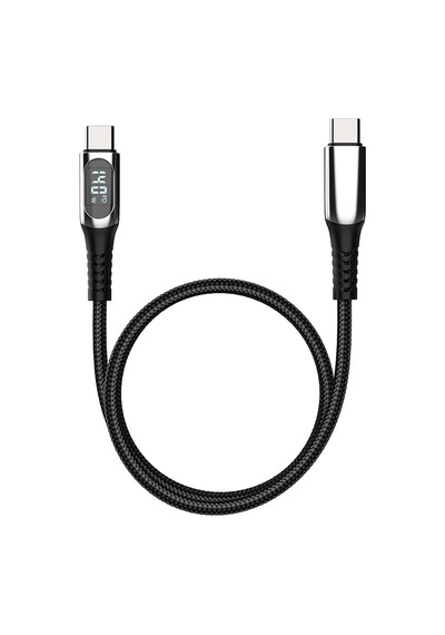Micflip A08 Type-c To Type-c Dijital Led Göstergeli Data Ve Şarj Kablosu 140w 1m Siyah