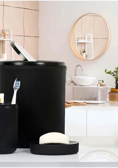 Siyah 5'li Banyo Takımı Banyo Dekorasyonu Için Beşli Set Banyo Aksesuar Ve Düzenleyicileri