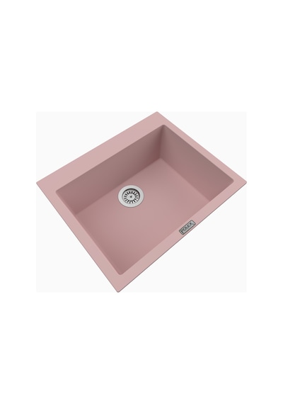 Polex Cristalüx Granit Evye P-X60 Pembe Tezgah Altı Ve Tezgah Üstü Kare Mutfak Evyesi 60x50 CM