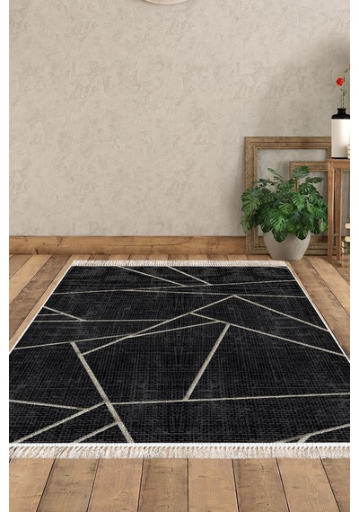 Eko Trend Djt Banyo Paspası Yıkanabilir Kaymaz Taban 717 Modern Siyah