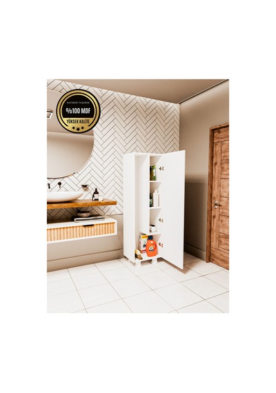 Elox Banyo Dolabı Raflı Farklı Tasarım Beyaz
