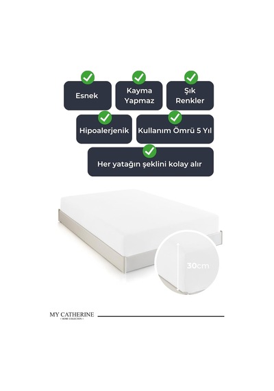 Lastikli & Hipoalerjenik Çarşaf %100 Pamuk Penye Kumaş Beyaz 100x200, Luxcarsaf Genel