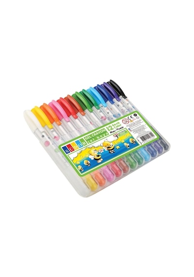 12 Renk Jel Mum Boya Plastik Kutu Yb11 Karışık