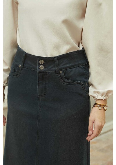 2058-denim Etek İndigo İndigo