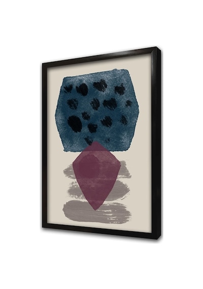 Mavi Ve Bordo Desenler Üçlü Çerçeveli Mdf Tablo Seti-173815