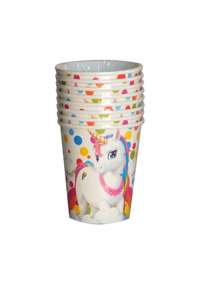 Rainbow Unicorn Kullan At Set16 Kişilik 96 Parça Karton Tabak-karton Bardak-kağıt Peçete-plastik Çatal-bıçak Seti 1