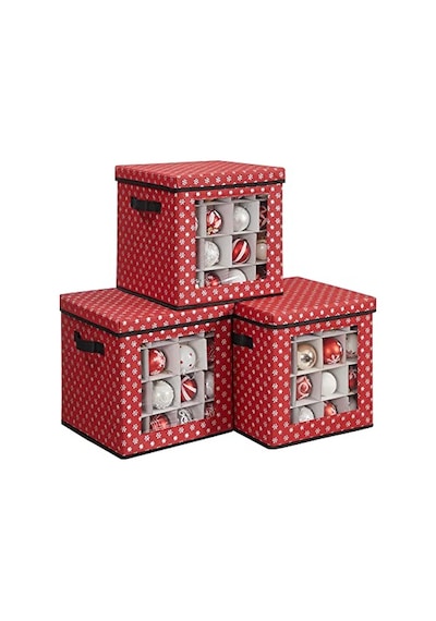 Saklama Kutuları, 3'lü Set, Katlanır Kutular, Kutu Başına 64 Küçük Bölme, Esnek Ayırma Duvarları, 30,5 X 30,5 Genel