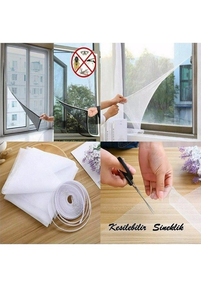 Çift Kanat Sineklik Sinek Tülü Böcek Tutucu 100x150cm 5mt Çift Taraflı Bant Pencere Sineklik Tül