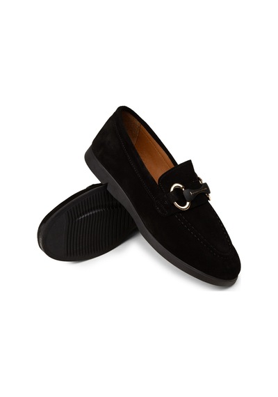 Deery Kadın Hakiki Süet Siyah Toka Detaylı Loafer - K5300zsyhc01