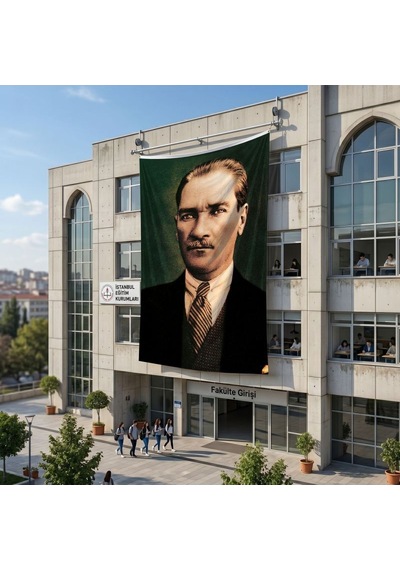 Sivil Başkumandan Gazi Mustafa Kemal Atatürk Poster Bayrak Raşel Kumaş 6x9 Metre Ata6 Diğer