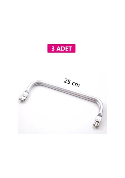 2K Gizli Metal Çanta Bursu 3 Adet - 25 Cm - Metal Çanta Aparatı Çanta Aksesuarı Açık Ahşap